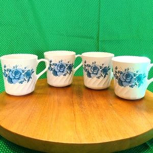 COPY - Set of Four Vintage Corning Blue Rose